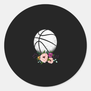 スポーツ愛好家 バスケットボールと花ラブ ラウンドシール