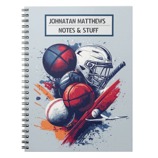 スポーツ感動的をテーマにしたスパイラルフォトノートブック ノートブック (正面)