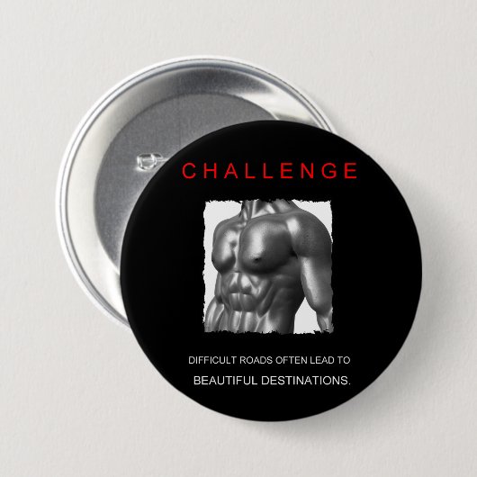 スポーツ成功のやる気を起こさせる挑戦ゴール 缶バッジ (正面&裏面)