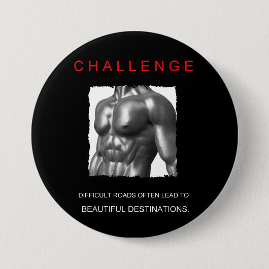 スポーツ成功のやる気を起こさせる挑戦ゴール 缶バッジ (正面)