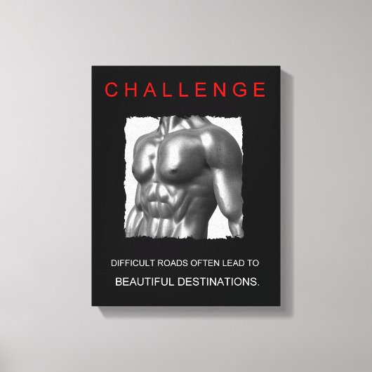 スポーツ成功やる気を起こさせる挑戦引用文 キャンバスプリント (正面)