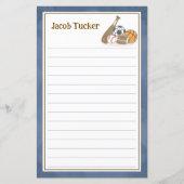 スポーツ海軍ブルーの子供たちが手紙の筆記用紙を並べた (正面)