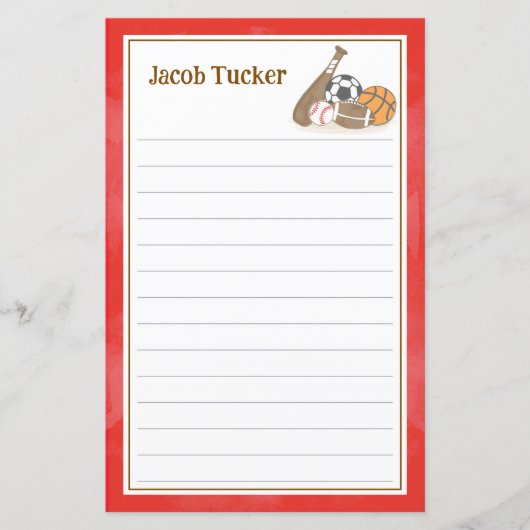 スポーツ海軍赤い子供が手紙の筆記用紙を並べた (正面)