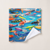 スポーツ漁師魚釣りルズフックオンブルー バスタオルセット (ウォッシュタオル)