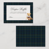 スポーツ熊ベビーシャワーおむつラッフル エンクロージャーカード (正面/裏面)