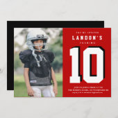 スポーツ熱狂的な子供たち写真誕生日パーティー 招待状 (正面/裏面)