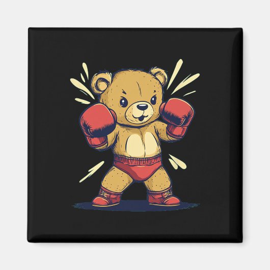 スポーツ用クマ装備品およびボクシング手袋愛好家 マグネット (正面)