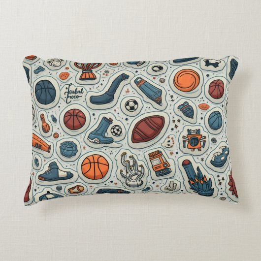 スポーツ用パターン(の模様が)ある枕 アクセントクッション (正面)