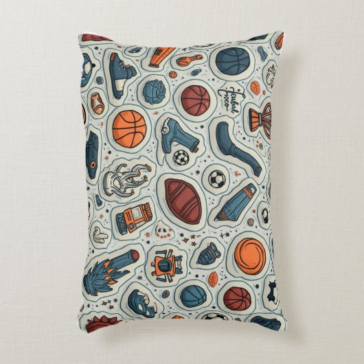 スポーツ用パターン(の模様が)ある枕 アクセントクッション (正面(垂直))