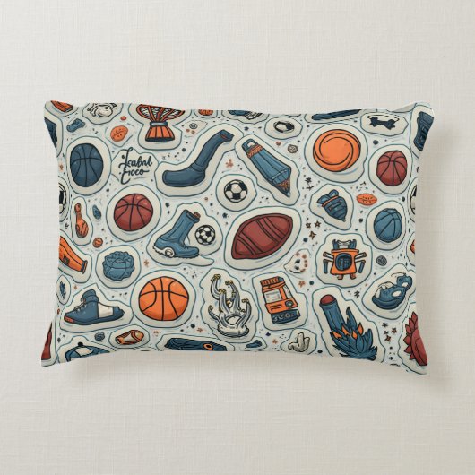 スポーツ用パターン(の模様が)ある枕 アクセントクッション (裏面)
