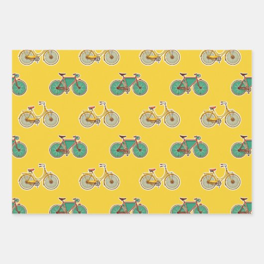 スポーツ用ヴィンテージ自転車。レトロバイクパターン ラッピングペーパーシート (正面2)