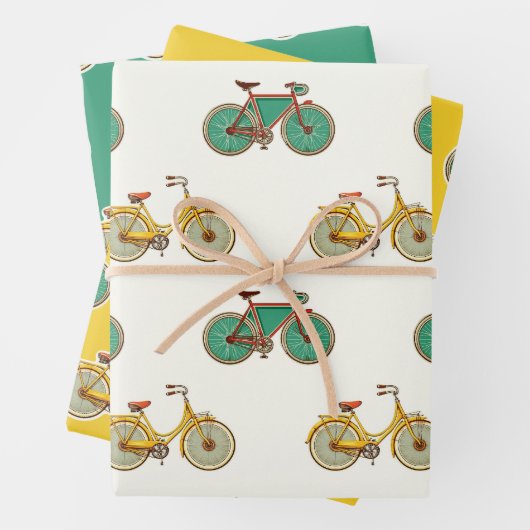 スポーツ用ヴィンテージ自転車。レトロバイクパターン ラッピングペーパーシート (インサイチュ)