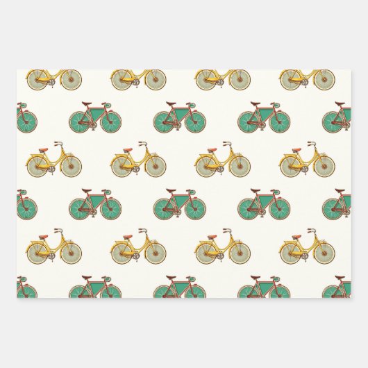 スポーツ用ヴィンテージ自転車。レトロバイクパターン ラッピングペーパーシート (正面)