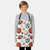 スポーツ用品パターン エプロン (着用した状態)