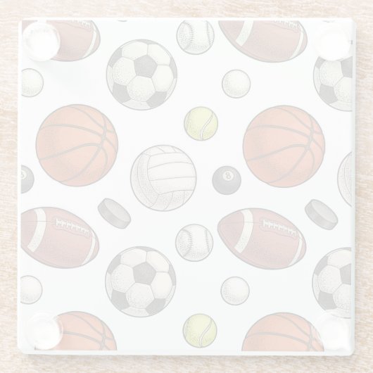 スポーツ用品パターン ガラスコースター (裏面)