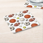 スポーツ用品パターン スクエアペーパーコースター (アングル)