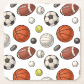 スポーツ用品パターン スクエアペーパーコースター (正面)