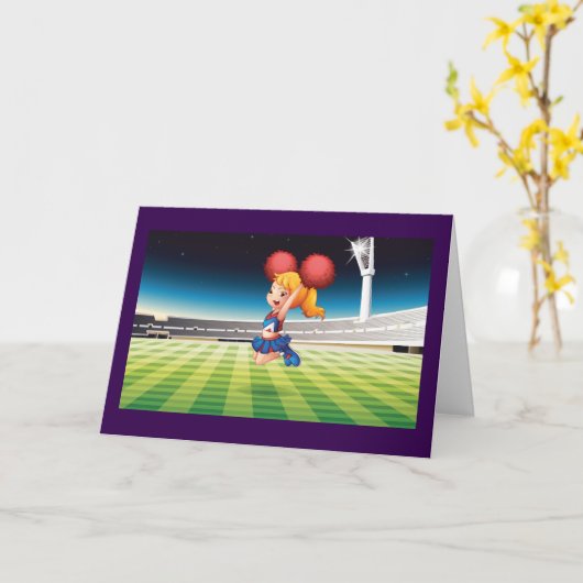 スポーツ界のキュートなチアリーダー カード (黄色い花)