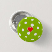 スポーツ私はハートとピックボールのグリーンボールが大好き 缶バッジ (正面&裏面)