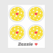 スポーツ私はピックボール黄色のボールハートパック大好き シール (シート)