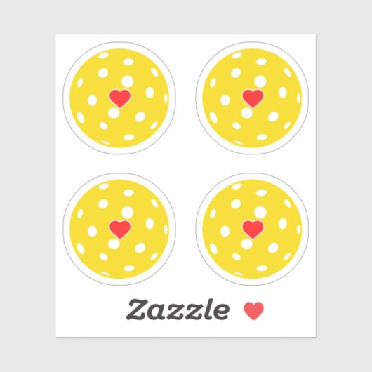 スポーツ私はピックボール黄色のボールハートパック大好き シール (シート)