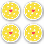 スポーツ私はピックボール黄色のボールハートパック大好き シール (正面)