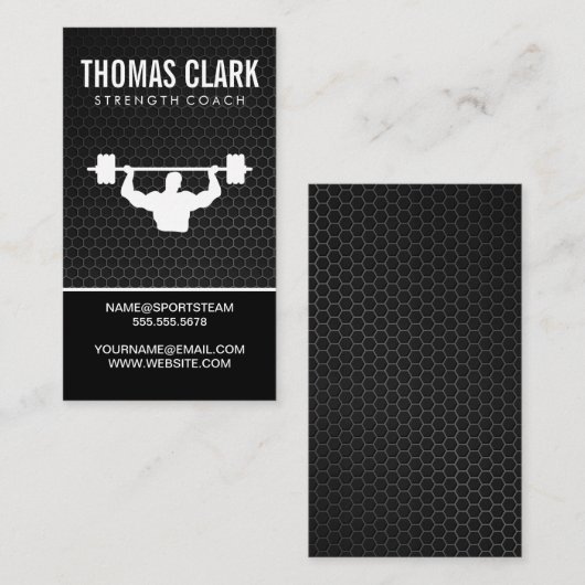 スポーツ競技トレーナーのメタリックバックグラウンド 名刺 (正面/裏面)