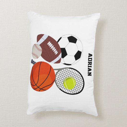 スポーツ競技パーソナライズされた球名 アクセントクッション (裏面(縦))