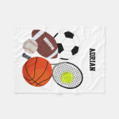 スポーツ競技パーソナライズされた球名 フリースブランケット (正面(横))