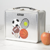 スポーツ競技球名パーソナライズされた学校 メタルランチボックス (インサイチュ)