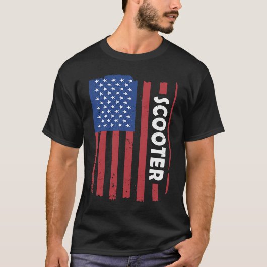 スポーツ米国国旗のスクーター3 Tシャツ (正面)