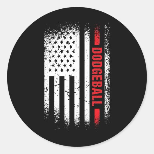スポーツ米国国旗のドッジボール2 ラウンドシール (正面)