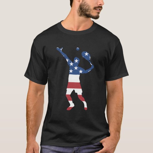 スポーツ米国旗テニス Tシャツ (正面)