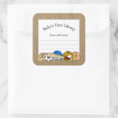 スポーツ素朴テーマベビーシャワー蔵書票 スクエアシール (バッグ)