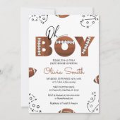 スポーツ素朴ボーイフットボール赤ちゃんシャワー招待状 招待状 (正面)