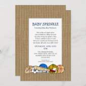 スポーツ素朴ボーイベビーかわいい詩を振りかける 招待状 (正面/裏面)