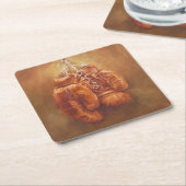 スポーツ素朴 |ボクシング スクエアペーパーコースター (アングル)