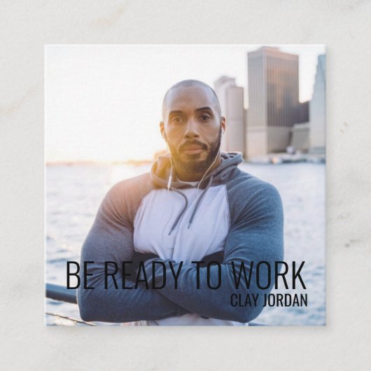 スポーツ耐久フィットネスジムパーソナルトレーナー スクエア名刺 (正面)