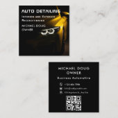スポーツ自動詳細車の清掃修理QRコード スクエア名刺 (正面/裏面)