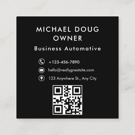 スポーツ自動詳細車の清掃修理QRコード スクエア名刺 (裏面)