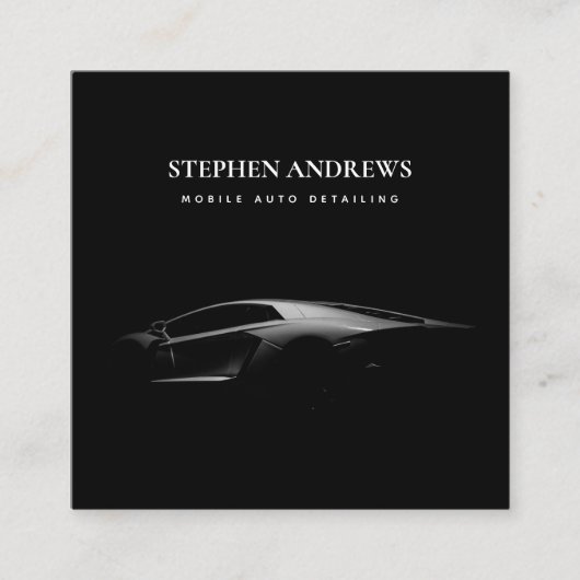 スポーツ自動詳細車の清掃修理QRコード スクエア名刺 (正面)