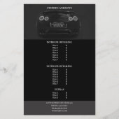 スポーツ自動車詳細車の清掃価格一覧 チラシ (正面)