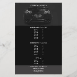 スポーツ自動車詳細車の清掃価格一覧 チラシ