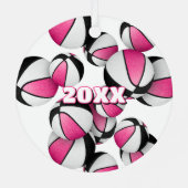 スポーツ記念品選手の名前ピンク黒のバスケット メタルオーナメント (裏面)