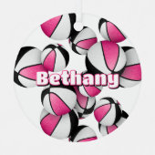 スポーツ記念品選手の名前ピンク黒のバスケット メタルオーナメント (正面)