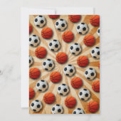 スポーツ誕生日の招待サッカーバスケットボール 招待状 (裏面)