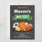 スポーツ誕生日の招待パーティーボーイズすべてのスター 招待状 (正面)