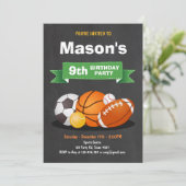 スポーツ誕生日の招待パーティーボーイズすべてのスター 招待状 (スタンド正面)