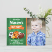 スポーツ誕生日の招待パーティーボーイズオールスター 招待状 (スタンド正面)