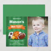 スポーツ誕生日の招待パーティーボーイズオールスター 招待状 (正面/裏面)